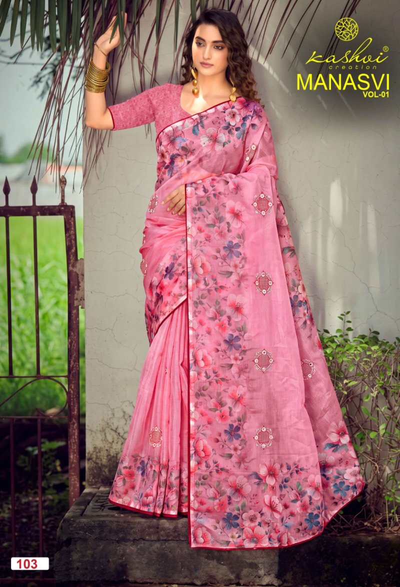 Manasvi Vol 1 By Kashvi Crush Chiffon Saree 